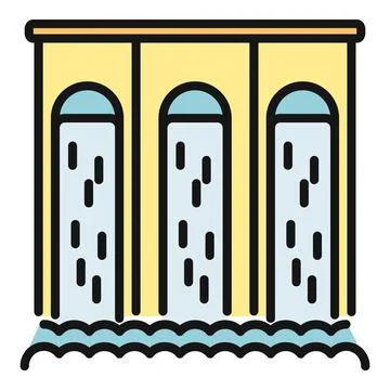 Hydroelectric dam generating clean renewable energy vector Stock Illustration