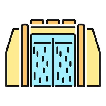 Hydroelectric dam generating clean renewable energy icon Stock Illustration