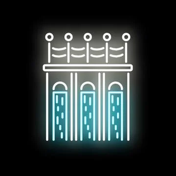 Hydroelectric dam generating clean renewable energy neon sign Stock Illustration
