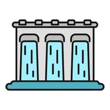 Hydroelectric dam generating clean renewable electricity energy Stock Illustration