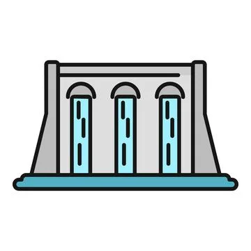 Hydroelectric dam generating clean water power energy icon Stock Illustration