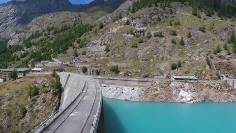 Hydroelectric dam in mountain Stock Footage 79557500