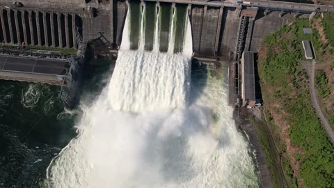 Hydroelectric dam on the river Stock Footage 155771869