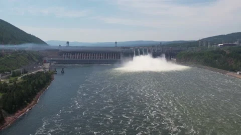  Hydroelectric dam on the river Stock Footage 155912736