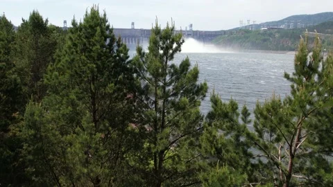  Hydroelectric dam on the river Stock Footage 155912840
