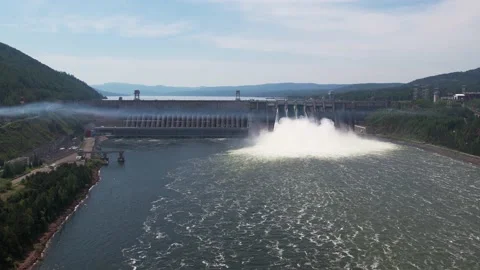  Hydroelectric dam on the river Stock Footage 155912943