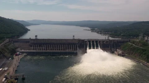  Hydroelectric dam on the river Stock Footage 155912971