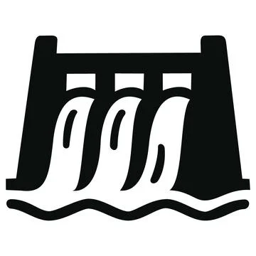 Hydroelectric dam vector icon water power glyph Stock Illustration