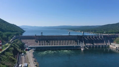 Hydroelectric dam view Stock Footage 118884992