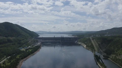 Hydroelectric dam view Stock Footage 118887086