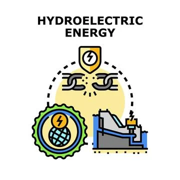 Hydroelectric energy concept breaking chains, generating sustainable power Stock Illustration