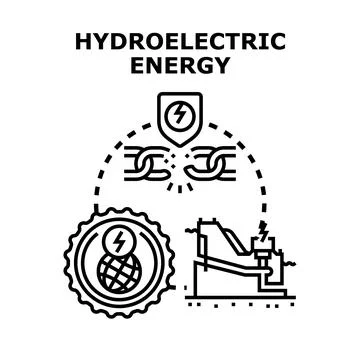Hydroelectric energy concept breaking chains, generating sustainable power Stock Illustration