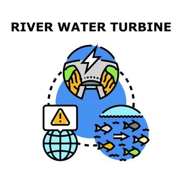 Hydroelectric energy generating ecosystem impact and solutions global concept Stock Illustration