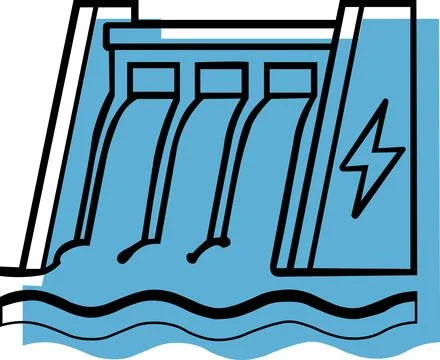 Hydroelectric power dam generating clean electricity Stock Illustration