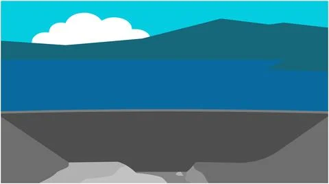 Hydroelectric power dam structure with mountains hydroelectric concrete Stock Illustration