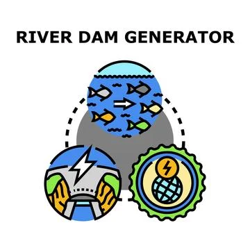 Hydroelectric river dam generator concept vector Stock Illustration