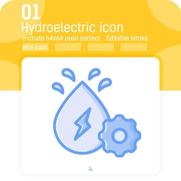 Hydroelectric vector icon concept with blue color style Illustrazione stock
