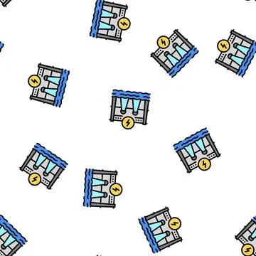 Hydroelectricity energy construction vector seamless pattern Ilustración de archivo