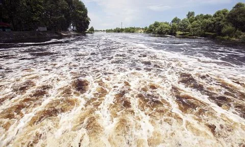 Hydroengneering complex, water gate between two rivers Stock Photos