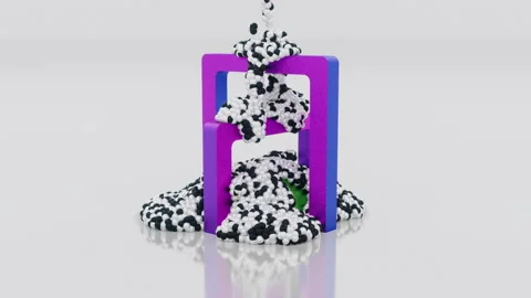 Hydrogel balls fall on the geometric objects 3D render 4k video Video stock 237634012