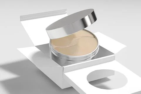 Hydrogel eye mask in cylindrical Container, metallic silver packaging イラスト素材