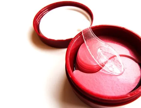 Hydrogel patch for hydrating and facelift on a white background. View above.  Stock Photos