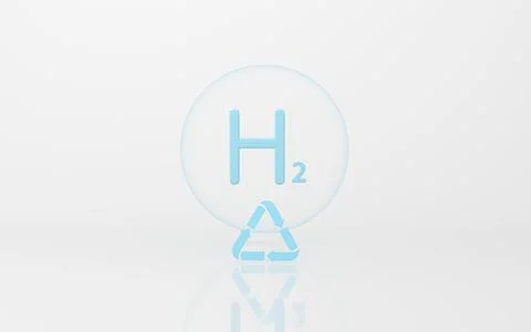 Hydrogen and recyclable arrow, 3d rendering. Illustrazione stock