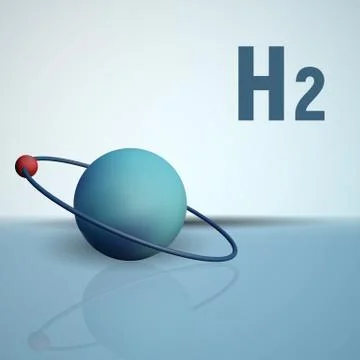A hydrogen atom with an electron. Chemical model of the molecule. Stock Illustration