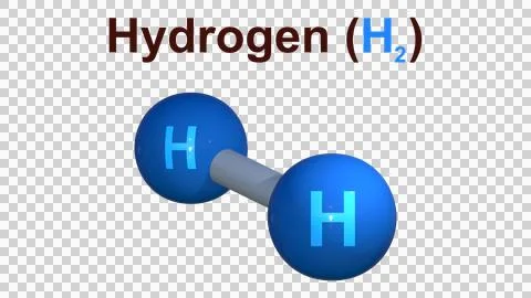 Hydrogen atomic model, hydrogen H2 molecules Illustrazione stock
