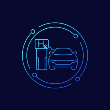 Hydrogen car refueling icon, linear design Stock Illustration
