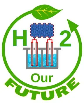 Hydrogen Cell Powered By Solar, H2 Our Future. Sustainable Energy イラスト素材
