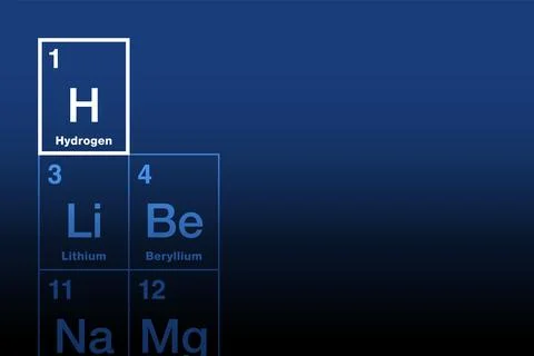 Hydrogen, chemical element on the periodic table with symbol H Stock Illustration