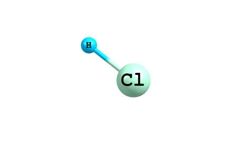 Hydrogen chloride molecular structure on white Stock Illustration