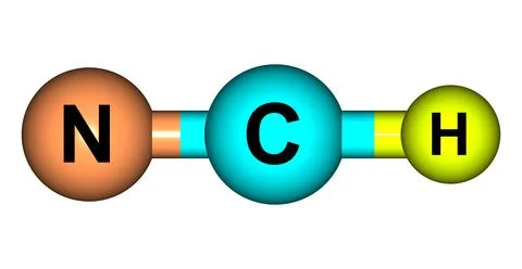 Hydrogen cyanide molecular structure isolated on white Stock Illustration