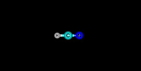 Hydrogen cyanide molecular structure isolated on black Stock Illustration