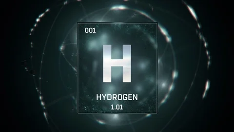 Hydrogen as Element 1 of the Periodic Table 3D animation on green background Vidéo 119111372