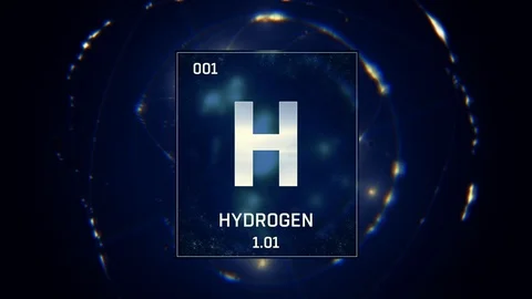 Hydrogen as Element 1 of the Periodic Table 3D animation on blue background Видео 119112341