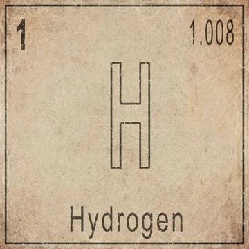 Hydrogen Element Card from Periodic Table on Vintage Old Paper Stock Illustration