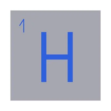 Hydrogen. An element of the periodic table of Mendeleev. An atom for alternative Stock Illustration