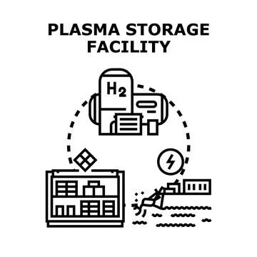 Hydrogen energy plasma storage facility concept illustration Stock Illustration