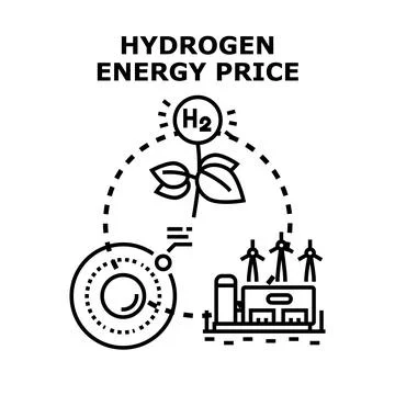 Hydrogen energy price concept developing sustainable future Stock Illustration