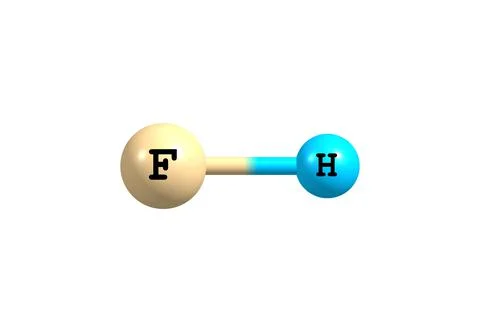 Hydrogen fluoride molecular structure on white background Stock Illustration