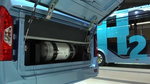 A hydrogen fuel cell buses.  Stock Footage 160650969