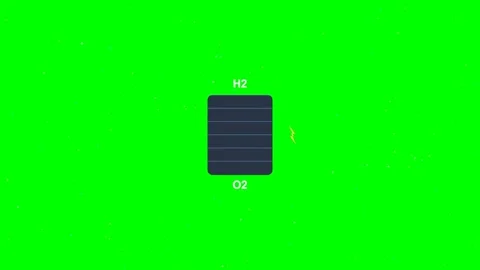 Hydrogen Fuel Cell With Ion Flow Diagram on Green Screen Stock Footage 342090457