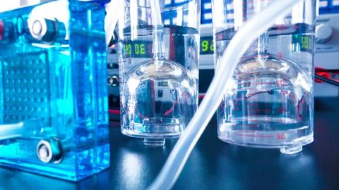 Hydrogen fuel cell in a laboratory Stock Photos