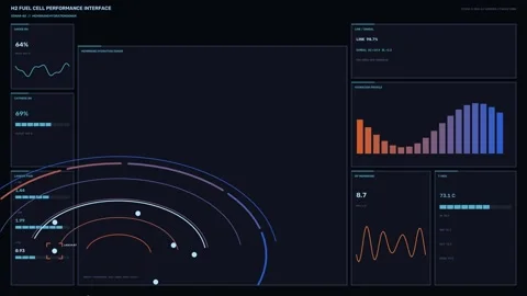 Hydrogen Fuel Cell Performance HUD Seamless Loop Stock Footage 342332171