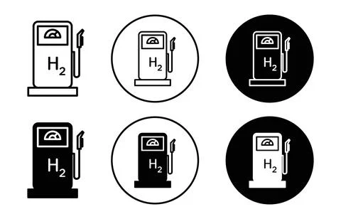 HYDROGEN FUEL PUMP simple icon collection set on white background color Stock Illustration