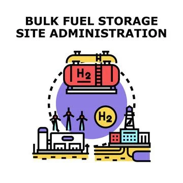 Hydrogen fuel storage site administration concept Stock Illustration