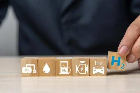Hydrogen fuel is used to replace carbon dioxide, helping to reduce global w.. Stock Photos