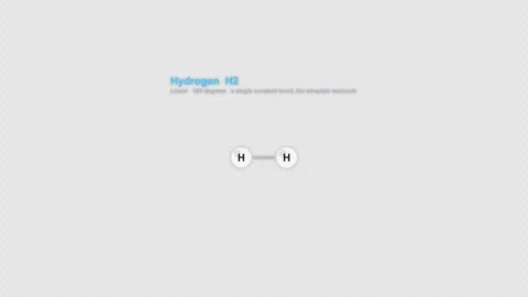 Hydrogen H2 Ball And Stick Model Animation Labeled Alpha 4K Stockbeeldmateriaal 339310723
